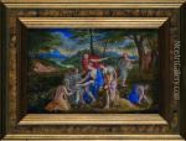 Venus Voulant Secourir Adonis Se Blesse Avec Une Epine De Rose Oil Painting - Pierre Paul Sevin