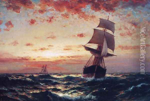 Ships at Sea I Oil Painting - Edward Moran