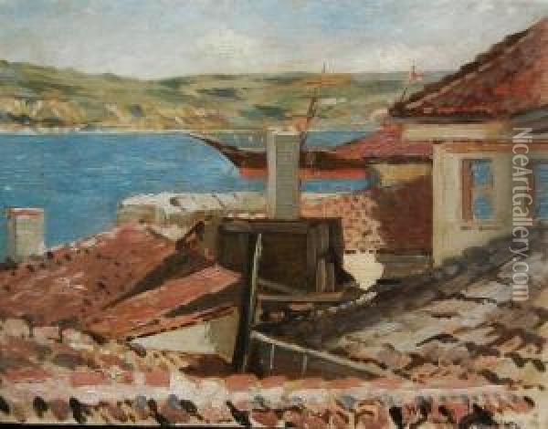 Widok Portu W Warnie Oil Painting - Marian, Michal Wawrzeniecki