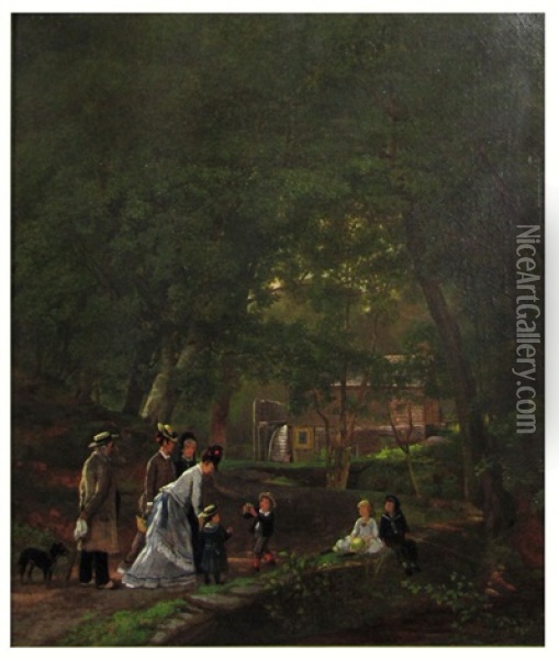 Picnic In The Glen Oil Painting - Joseph Vollmering
