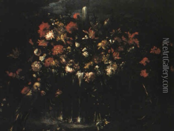 Flores Y Fuente Oil Painting - Margherita Caffi
