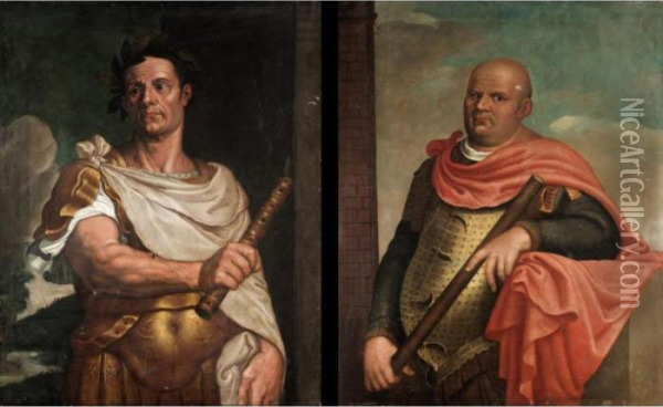 Portraits Of Emperors Vespasian And Galba Oil Painting - Tiziano Vecellio (Titian)
