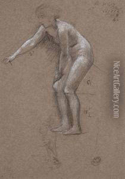 Study Of A Female Nude Oil Painting - Sir Edward John Poynter