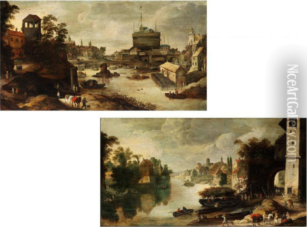 Romische Landschaft Mit Blick Auf Die Engelsburg Mit Tiberbrucke Oil Painting - Joos De Momper