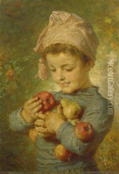 Knabe Mit Gartenfruchten Oil Painting - Carl Wilhelm Friedrich Bauerle