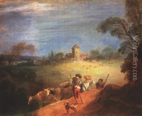 Landschaft Mit Hirten Oil Painting - Jean-Baptiste Pater