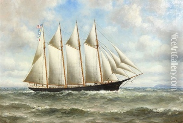 Schooner, Lottie Bennett Oil Painting - William Alexander Coulter