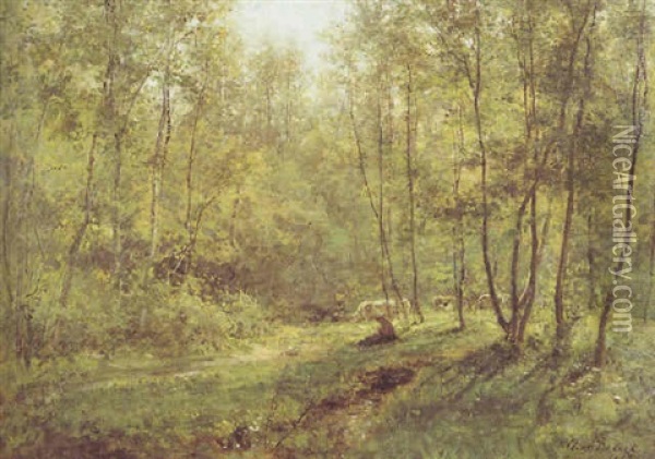 Landschap Met Koeienhoedster Oil Painting - Cesar De Cock