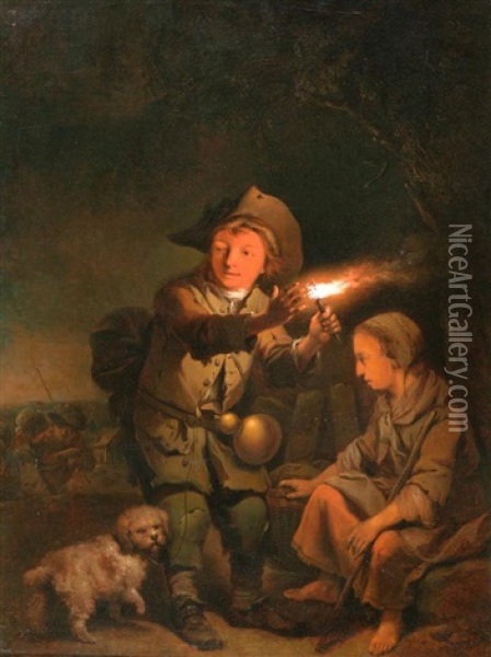 Kinderszenen (pair) Oil Painting - Johann Conrad Seekatz