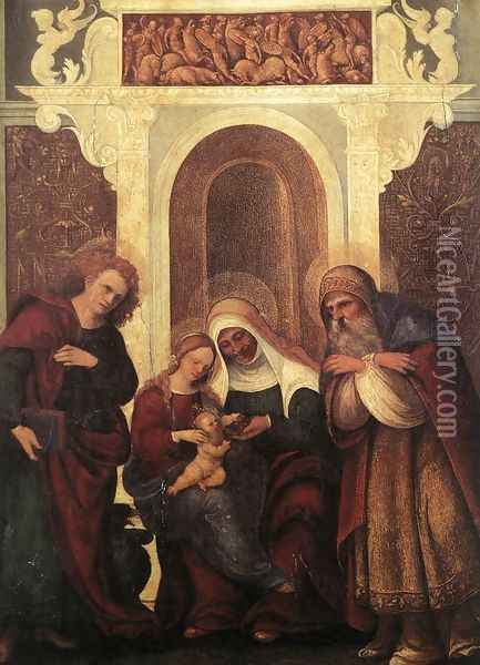 Madonna and Child with Saints 1522-23 Oil Painting - Ludovico Mazzolino