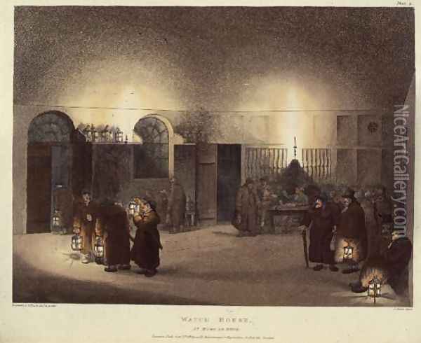 Watch House, St. Mary Le Bone, engraved by J. Bluck, from Ackermanns Microcosm of London Oil Painting - T. Rowlandson & A.C. Pugin