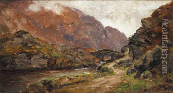 Mountain Stream With Bridge Oil Painting - Alexander Williams