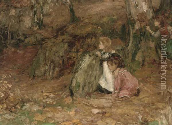 In The Woods Oil Painting - Thomas Bromley Blacklock