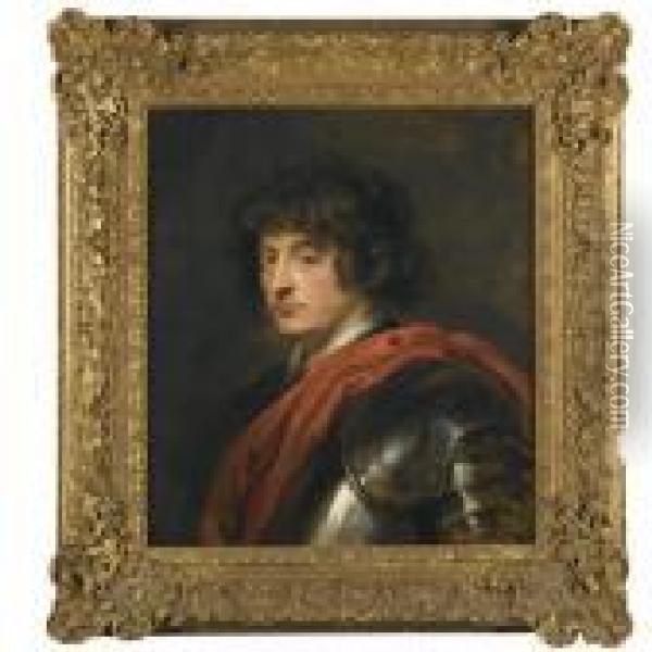 Portrait Of A Young Captain, Half Length, Wearing Armour And A Red Sash Oil Painting - Peter Paul Rubens