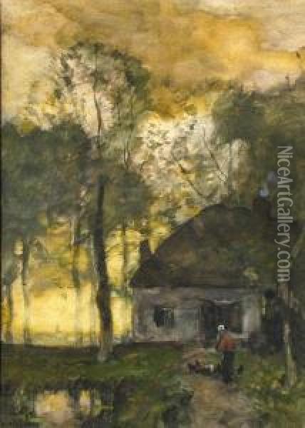 Farm Scene At Dawn Oil Painting - Henry Ward Ranger
