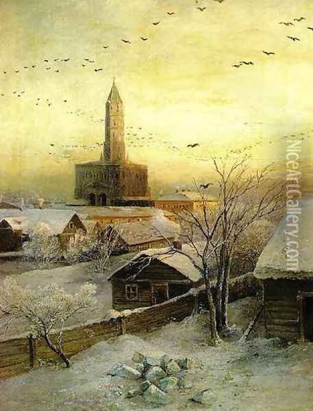Sukharev Tower (1872) Oil Painting - Alexei Kondratyevich Savrasov