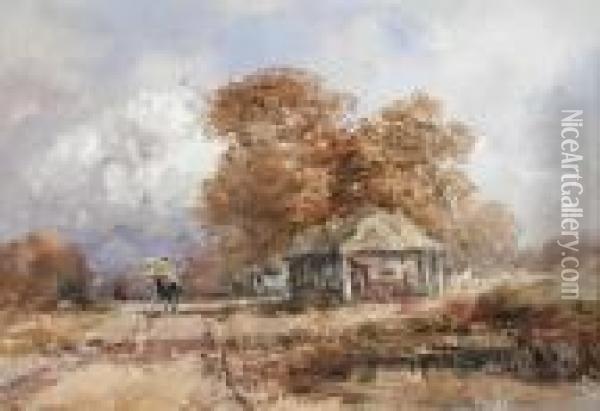 Thecart Shed Oil Painting - David I Cox