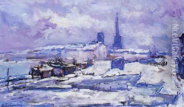 Rouen, Snow Effect Oil Painting - Albert Lebourg