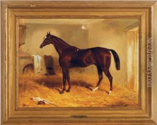 Chestnut Mare In A Stable; And A Companion Painting Oil Painting - Edward Walter Webb