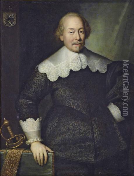 Portrait Of A Member Of The Hoeufft Family Oil Painting - Cornelius Janssens Van Ceulen