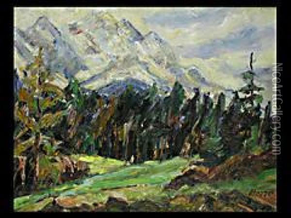Alpenlandschaft Oil Painting - Johanna H. Merre