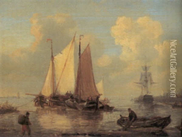 Fiskare Vid Kusten Oil Painting - George Willem Opdenhoff