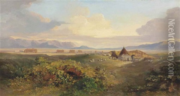 In The Campagna, Rome Oil Painting - Edward Lear