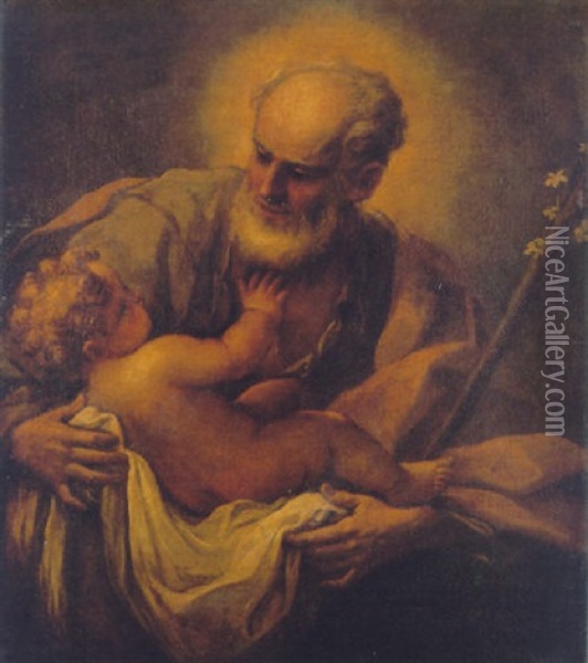 St. Joseph Holding The Infant Christ Oil Painting - Paolo de Matteis