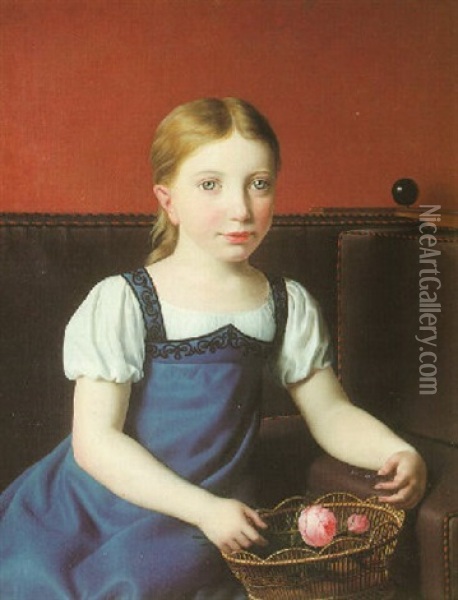 Portrait Of Berth Henriette Frederikke Von Lovenskjold Oil Painting - Christoffer Wilhelm Eckersberg