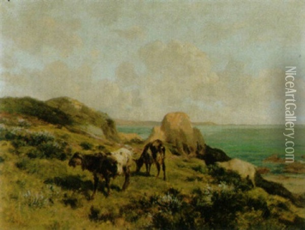 Sommerliche Kustenlandschaft Oil Painting - Clement (Charles-Henri) Quinton