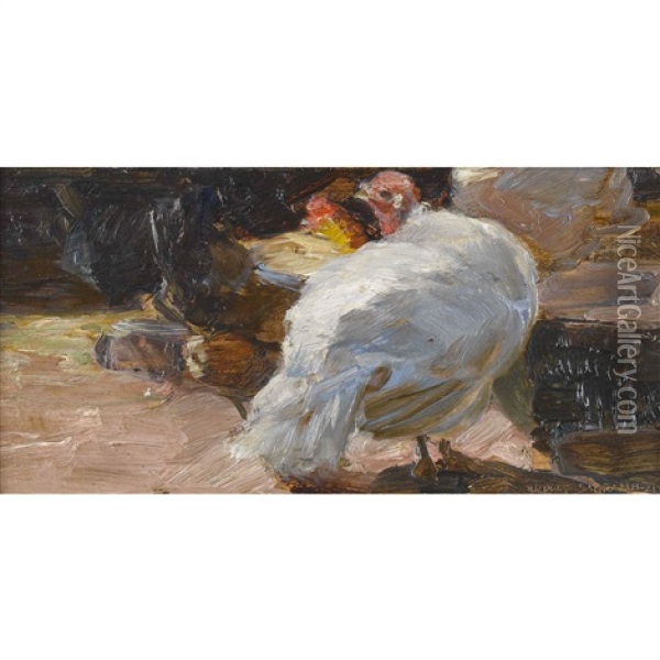 Der Weisse Truthahn Oil Painting - Max Rudolf Schramm-Zittau