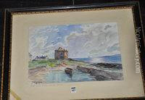 Porton Cross Castle Near West Kilbride Oil Painting - John Kidd Maxton