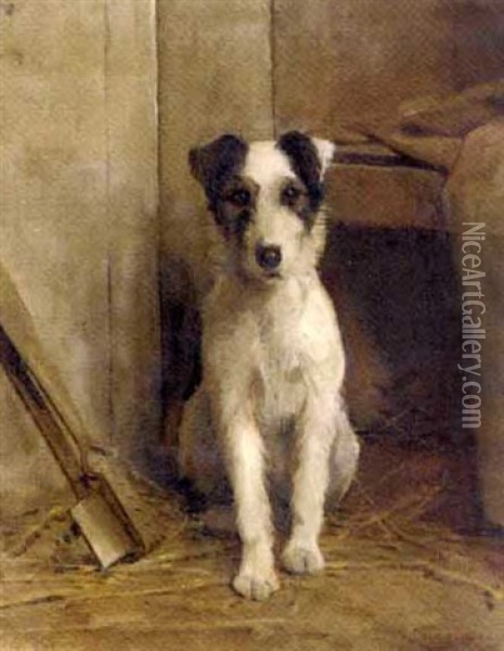 Rough Coated Jack Russell Terrier Puppy Oil Painting - Samuel Fulton