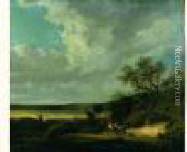 Une Carriole Sur Un Chemin Dans Un Paysage De Plaine Oil Painting - Georges Michel