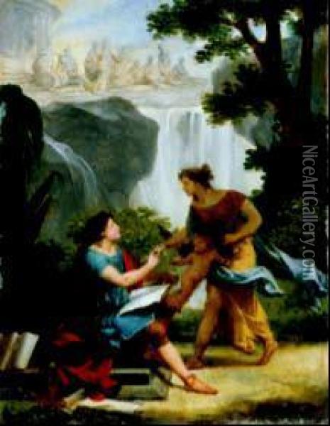 A) Scena Classica B) Ercole Sulla Pira Oil Painting - Jean-Baptiste Regnault