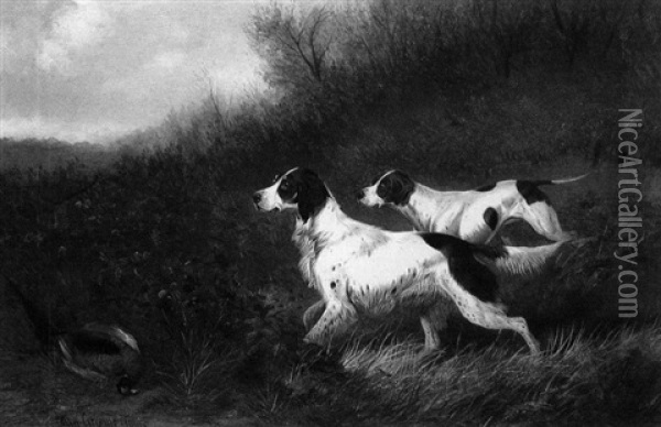 Setter And Pointer On Point Oil Painting - Colin Graeme