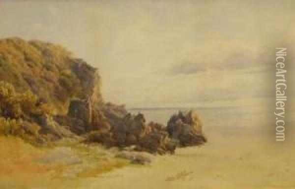 A Rocky Seashore Oil Painting - John Mogford
