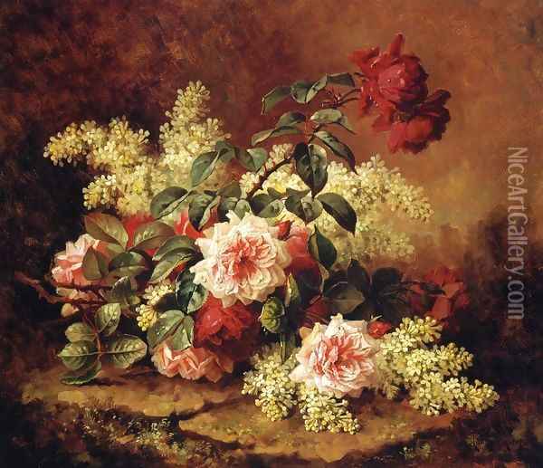 Roses and Mahogany Oil Painting - Paul De Longpre