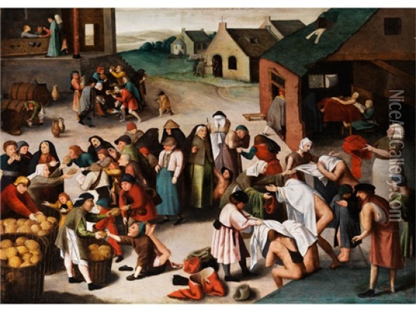 Die Werke Der Barmherzigkeit Oil Painting - Pieter Brueghel the Younger