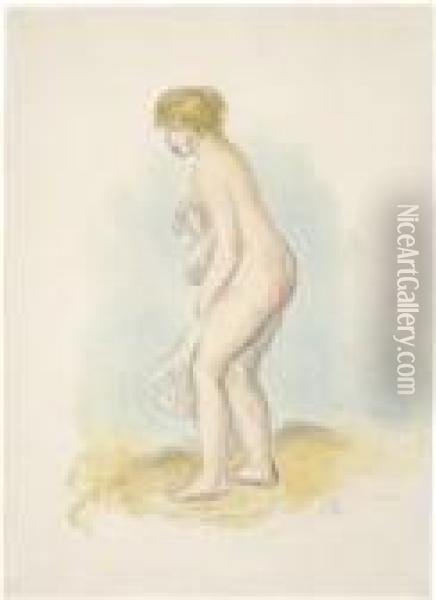 Baigneuse Debout, En Pied Oil Painting - Pierre Auguste Renoir