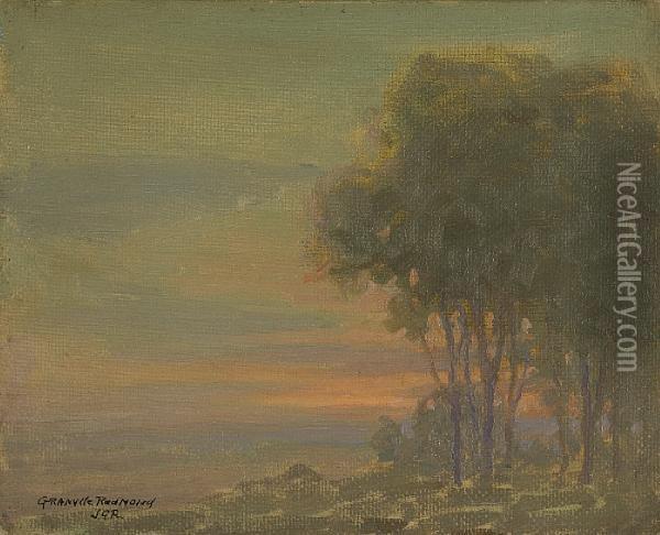 Coastal Trees On A Misty Evening Oil Painting - Granville Redmond
