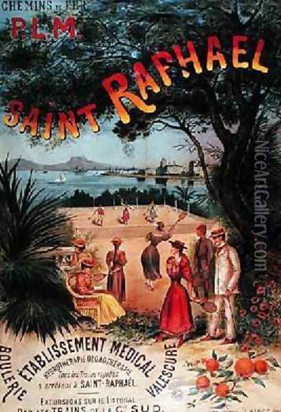 Poster advertising PLM Trains to St Raphael Oil Painting - J. Minot