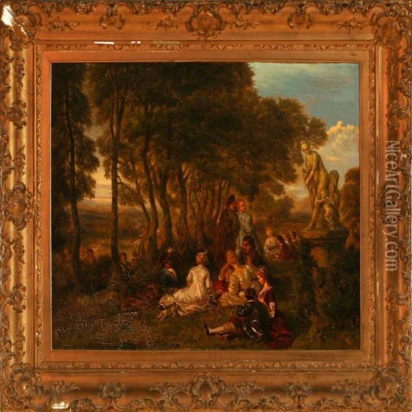 Fete Champetre Oil Painting - Watteau, Jean Antoine