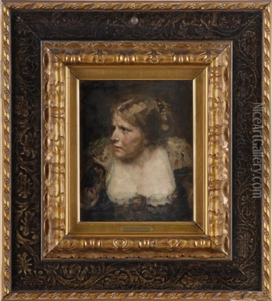 Damenportrait Oil Painting - Eduard (Karl-Franz) von Gebhardt