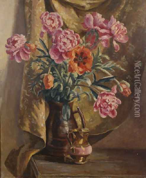 Peonies And Poppies Oil Painting - Roger Fry