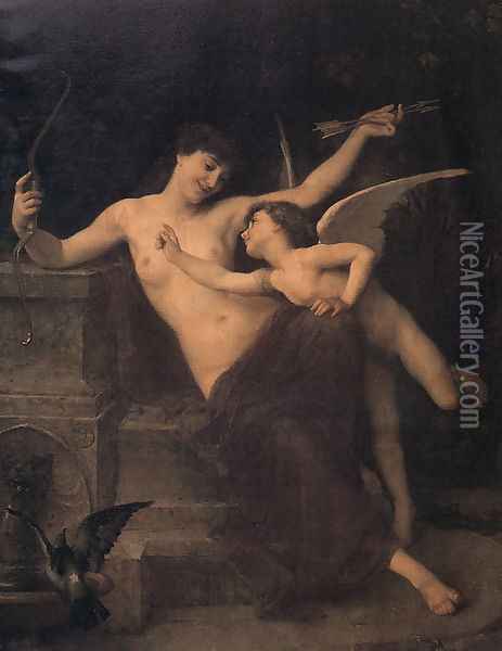 Cupid Disarmed Oil Painting - Emile Munier