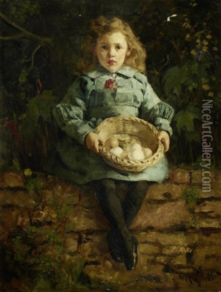 Collecting Eggs Oil Painting - William Mouat Loudan