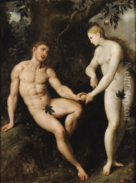 Adam Et Eve Oil Painting - Jacob De Backer