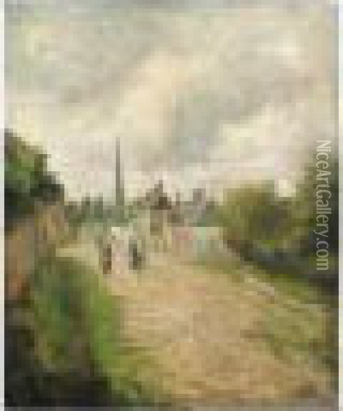 L'entree Du Village D'eragny Oil Painting - Camille Pissarro