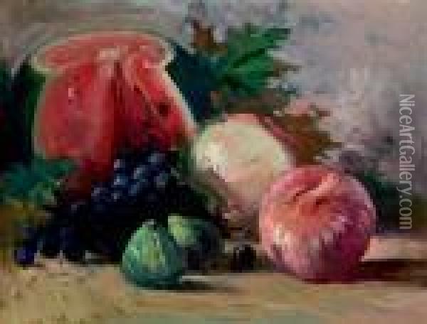 Bodegon De Frutas Oil Painting - Heliodoro Guillen Pedemonti